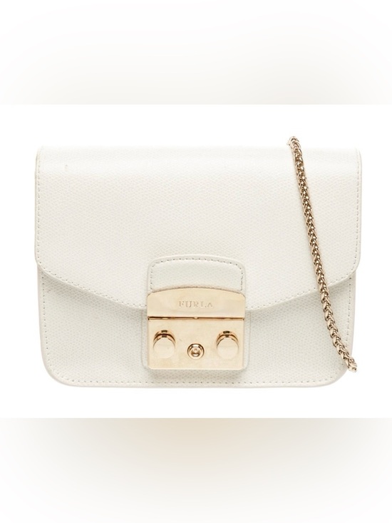Furla Handbags - Furla Cream Leather Crossbody with Gold Chain Strap